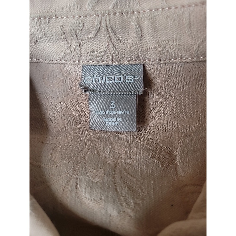 Chico's Elongated Jacquard Paris Pink Button Down Jacket 3 16/18 Cotton/Spandex‎ - Picture 13 of 14